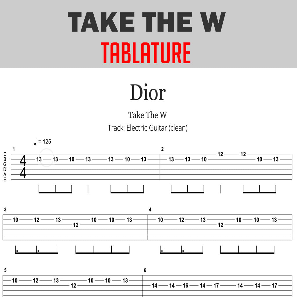 Tabs (Guitar,Bass,Drum) - Take The W (Digital PDF's) - All songs on album included